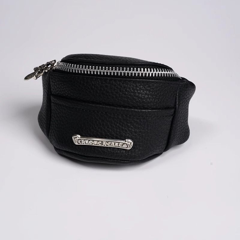 Chrome Hearts Black Coin & Headphone Pouch Wristlet