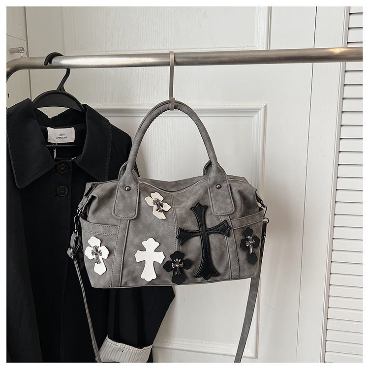 Chrome Hearts Black and White Patchwork Travel Bag
