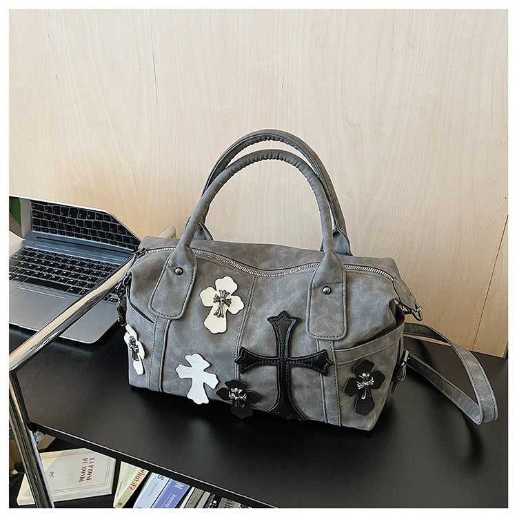 Chrome Hearts Black and White Patchwork Travel Bag