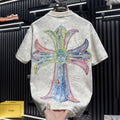 Chrome Hearts-Inspired Colorful Line Embroidery T-Shirt