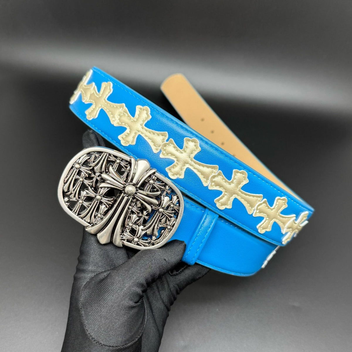 Chrome Hearts Cross-Motif Classic Leather Belt