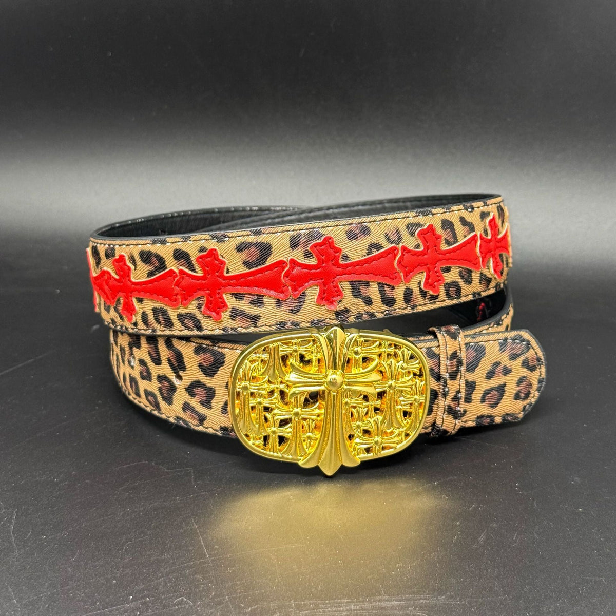 Chrome Hearts Cross-Motif Classic Leather Belt