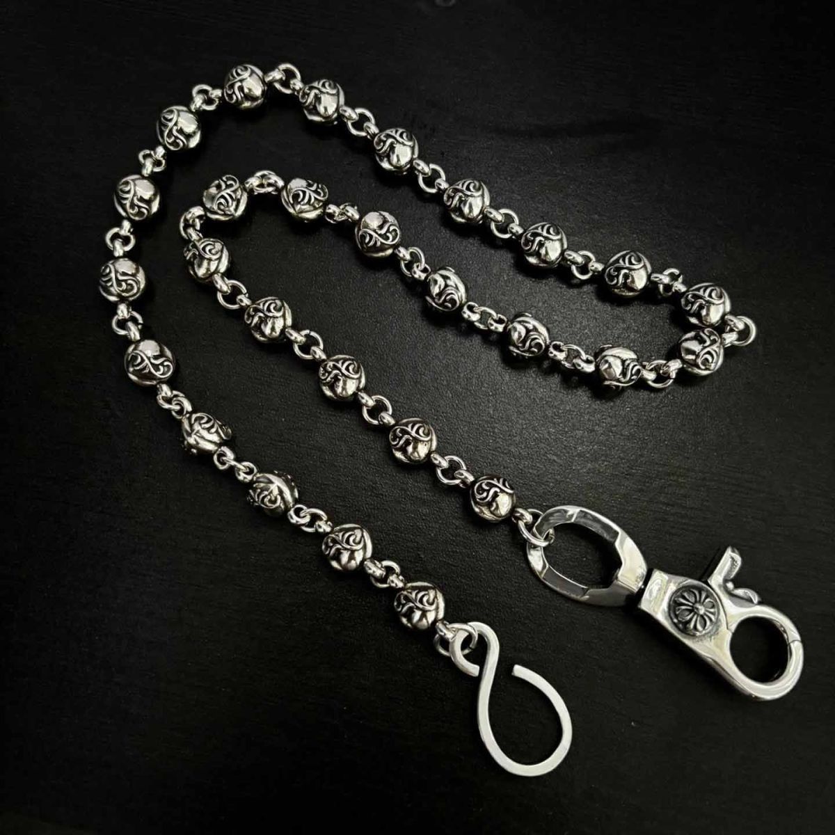 Chrome Hearts cross-shaped floral boat anchor dice pants chain