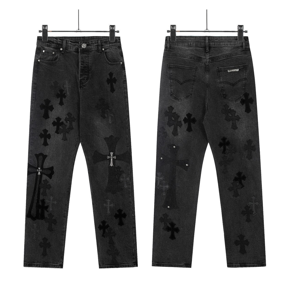 Chrome Hearts Classic Color Cross Leather Jeans
