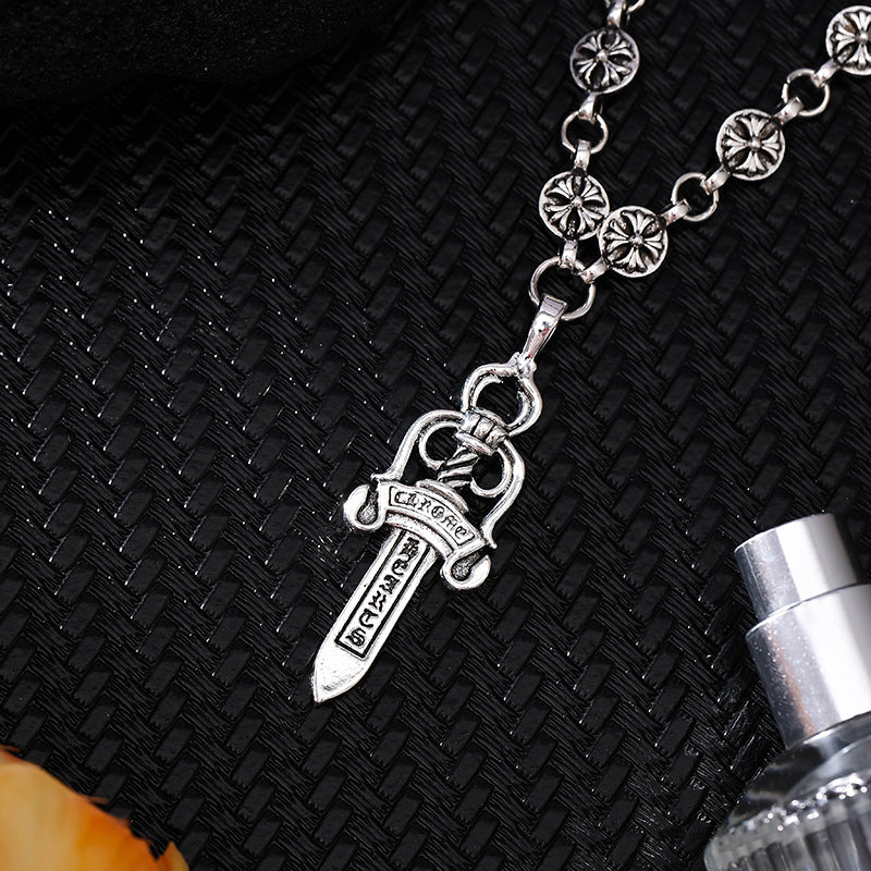 chrome hearts cross ball chain dagger necklace