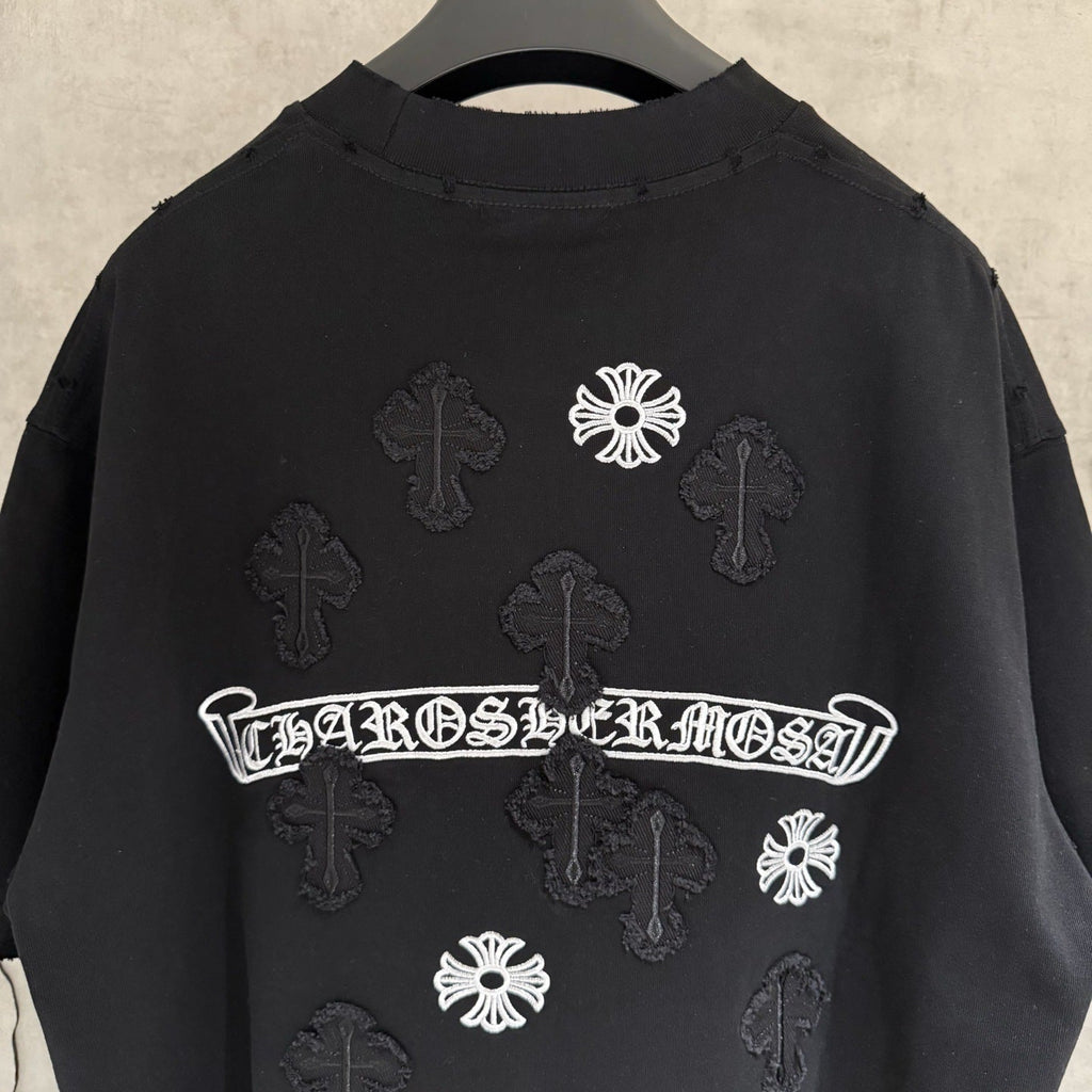 Chrome Hearts Embroidered Distressed Short-Sleeve T-Shirt
