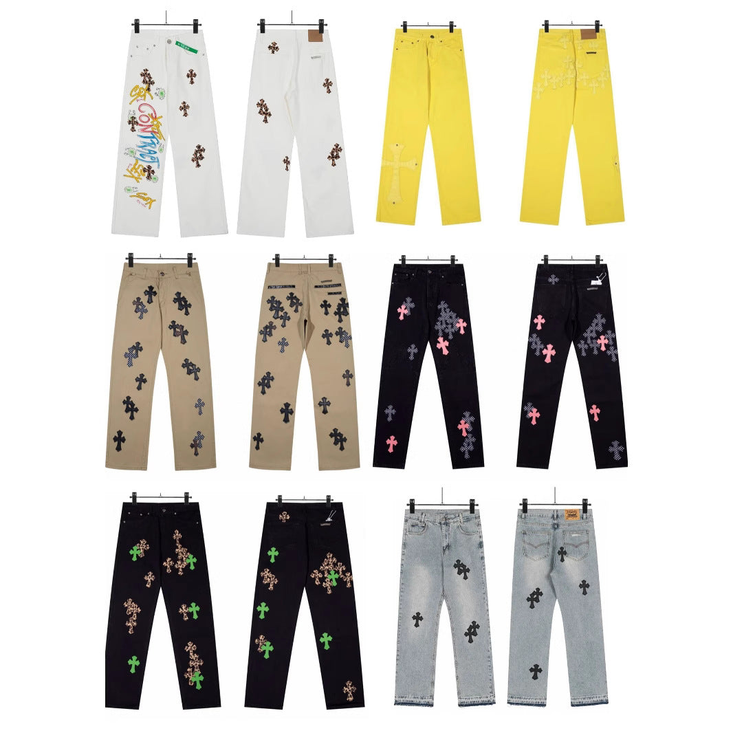 Chrome Hearts Cross Leather Jeans