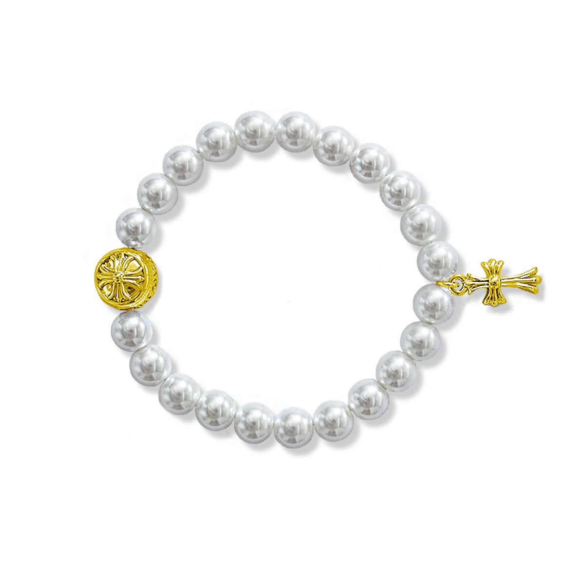 Chrome Hearts Cross Pearl Bracelet