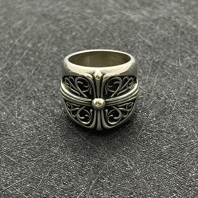 925 sterling silver chrome hearts vine hexagram rings