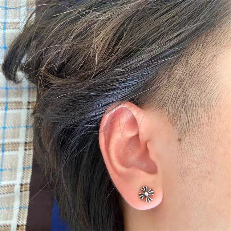 chrome hearts 925 silver flower earrings