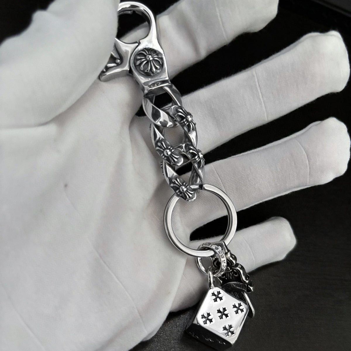 chrome hearts sword dice keychain