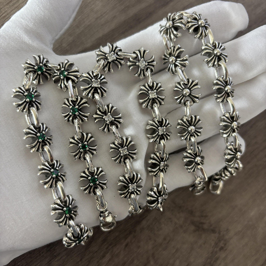 Chrome Hearts Cross Flower Fishhook Buckle Diamond inlaid Bracelet