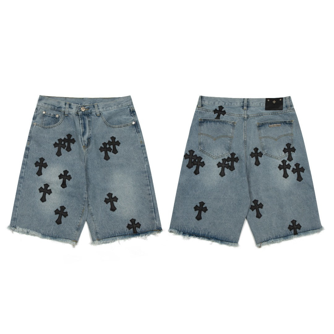 Chrome Hearts casual versatile distressed jeans