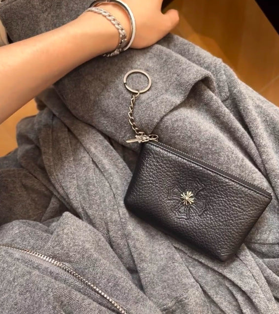 Chrome Hearts top-grain leather cross wallet
