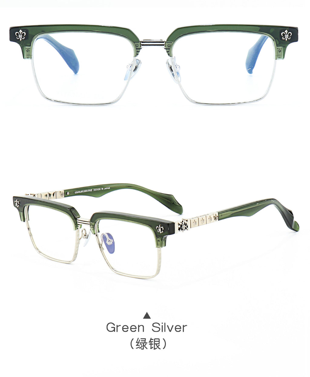 Chrome Hearts half-rimmed accordion temple glasses