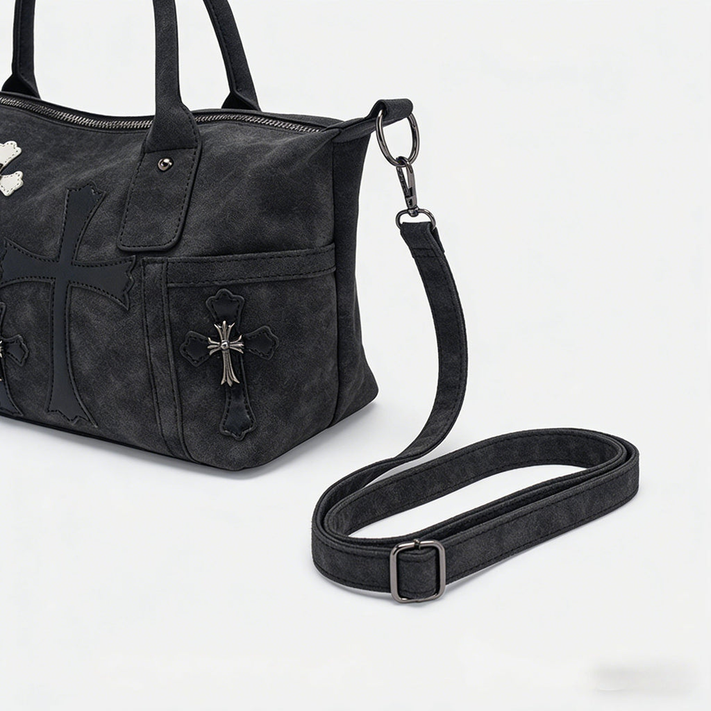 Chrome Hearts Black and White Patchwork Travel Bag