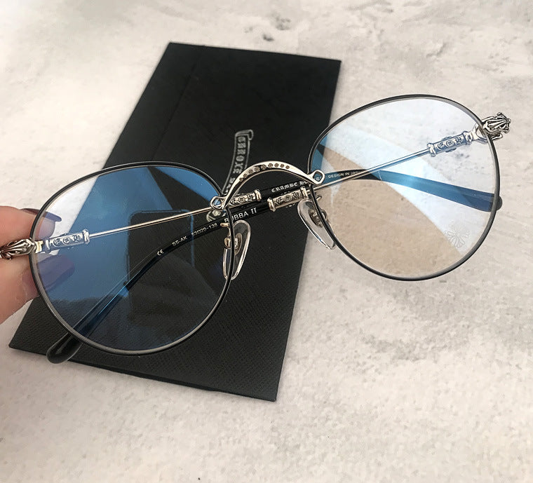 chrome hearts metal round frame retro art glasses