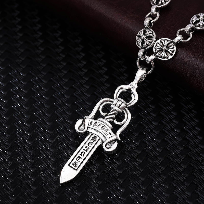chrome hearts cross ball chain dagger necklace