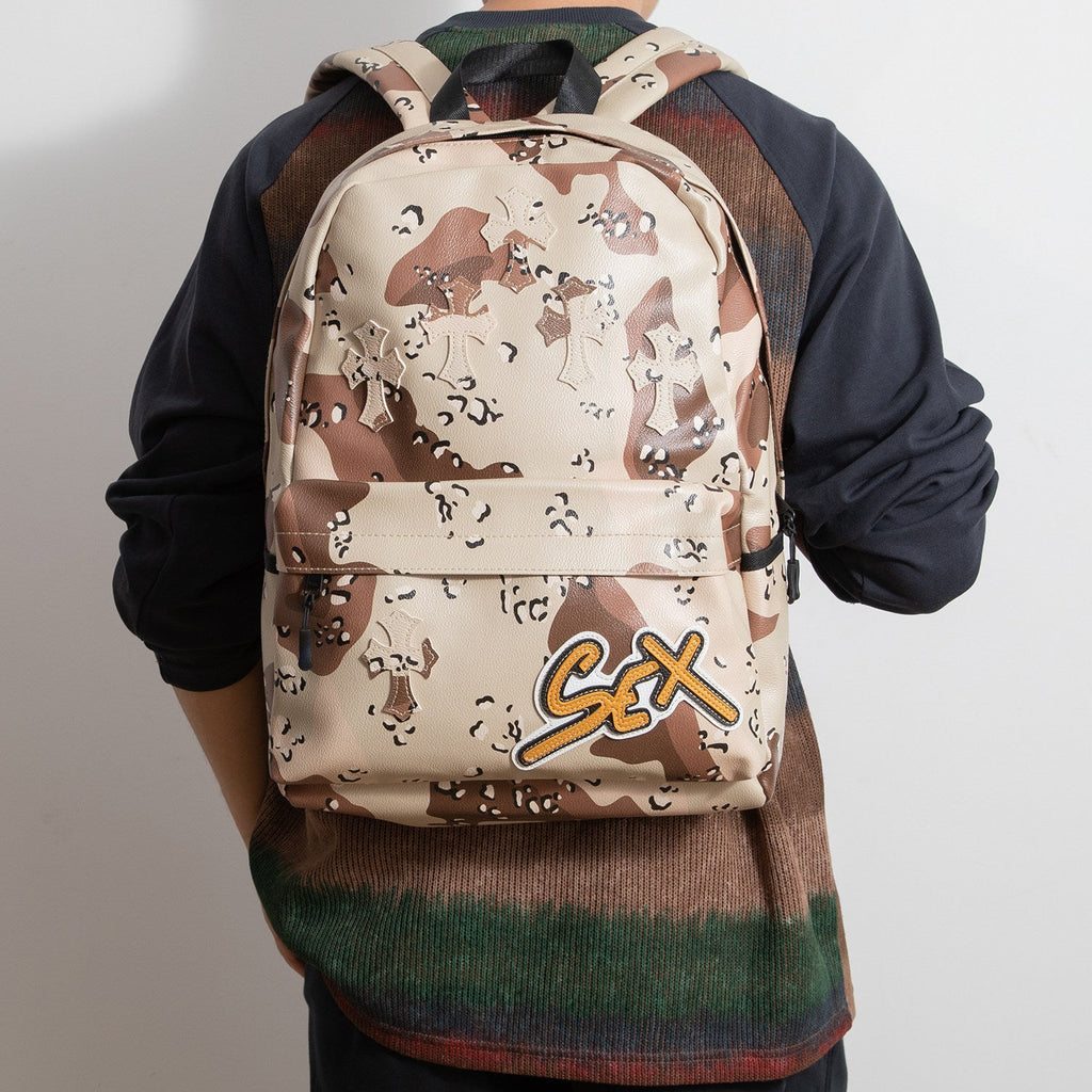 Chrome Hearts Cross Large Capacity PU Leather Backpack