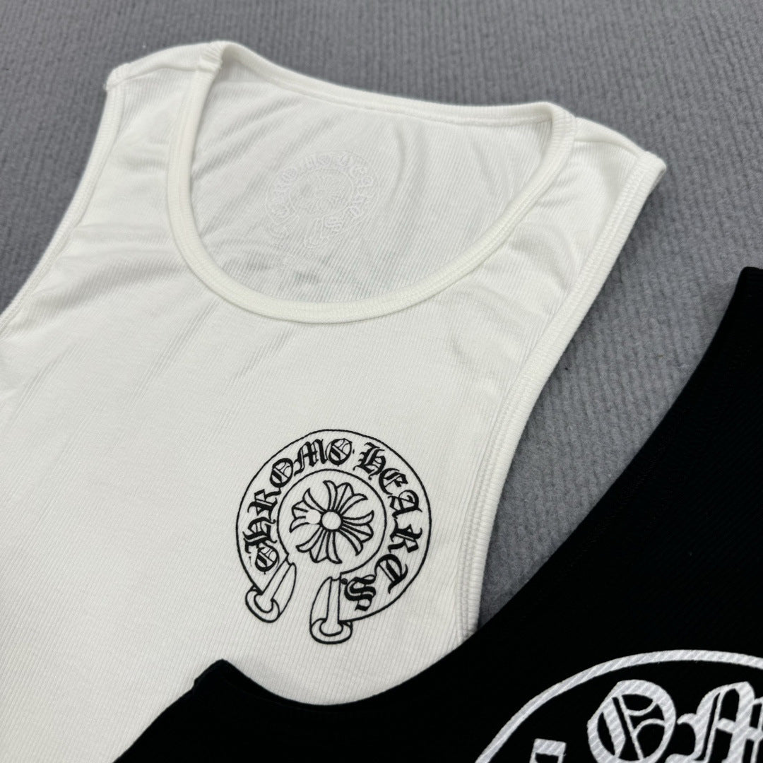 Chrome Hearts T-shaped printed black and white vest skirt