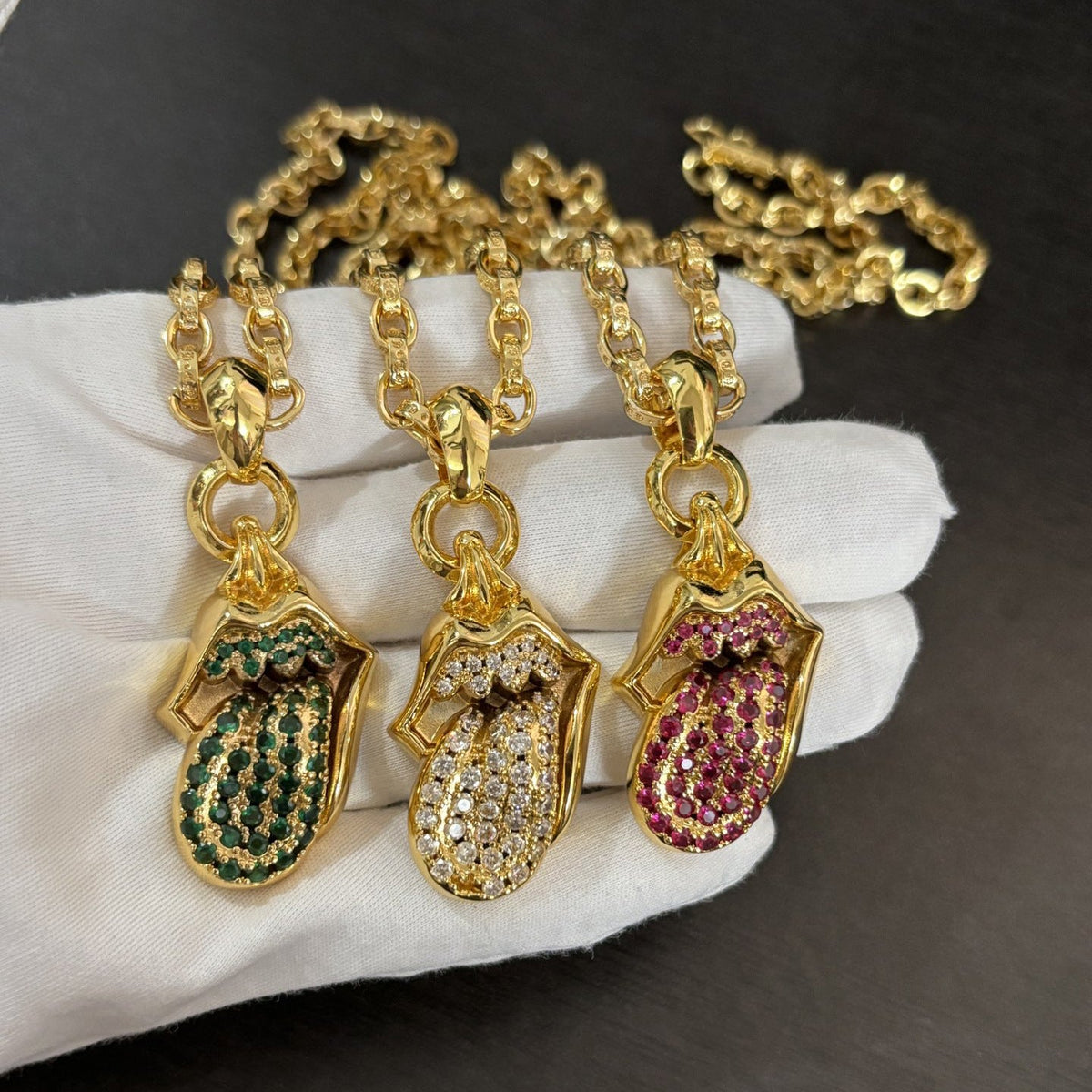 Chrome Hearts Golden Diamond Tongue Pendant