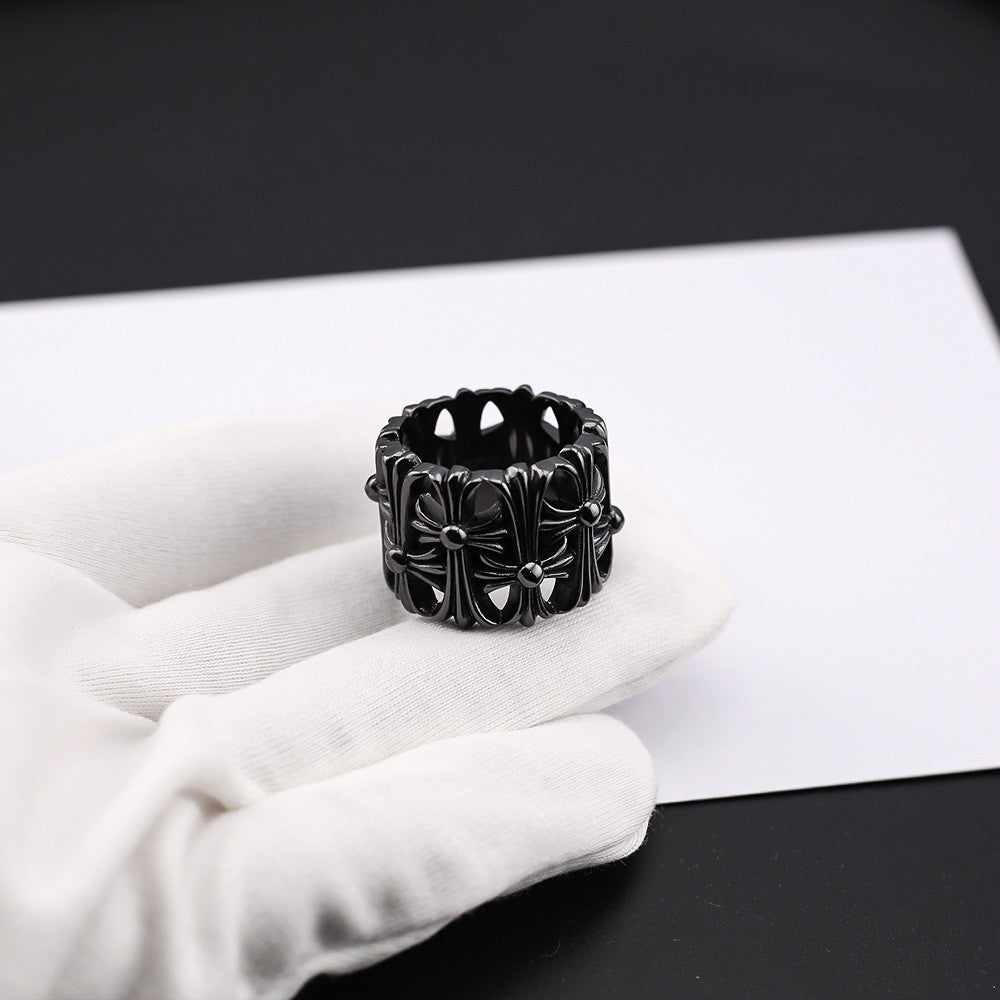 chrome hearts black cross tomb ring