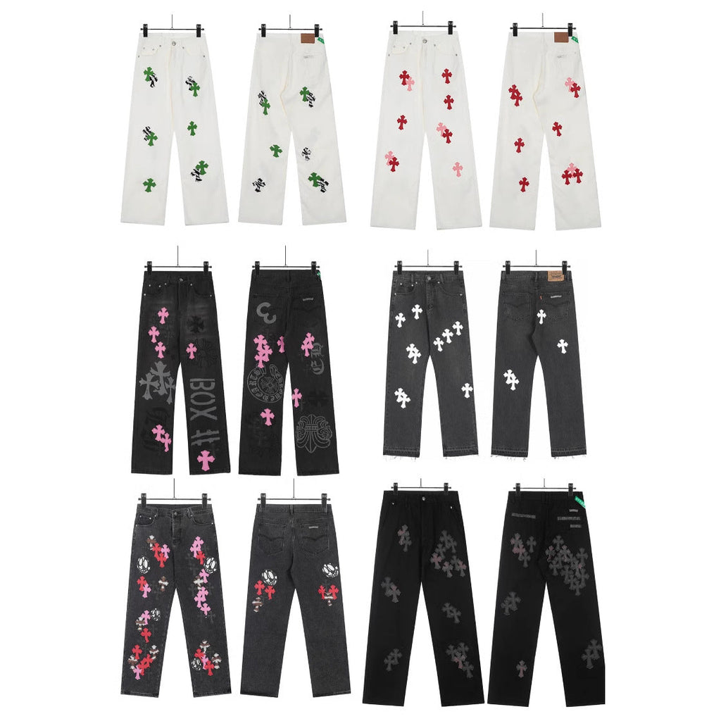 Chrome Hearts Cross Leather Jeans