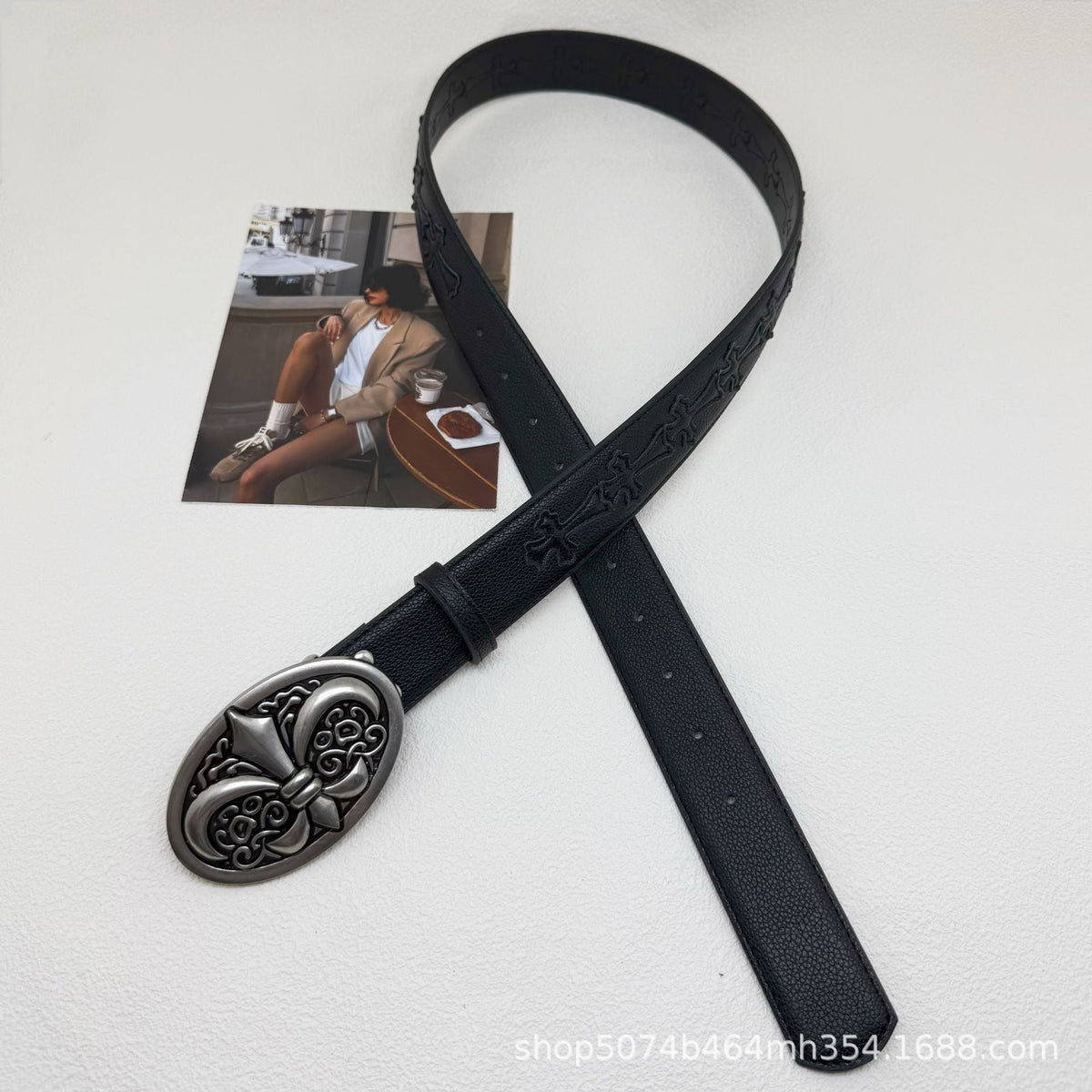 Chrome Hearts Cross-Motif Classic Leather Belt