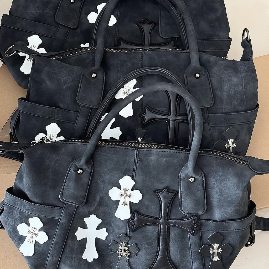 Chrome Hearts Black and White Patchwork Travel Bag