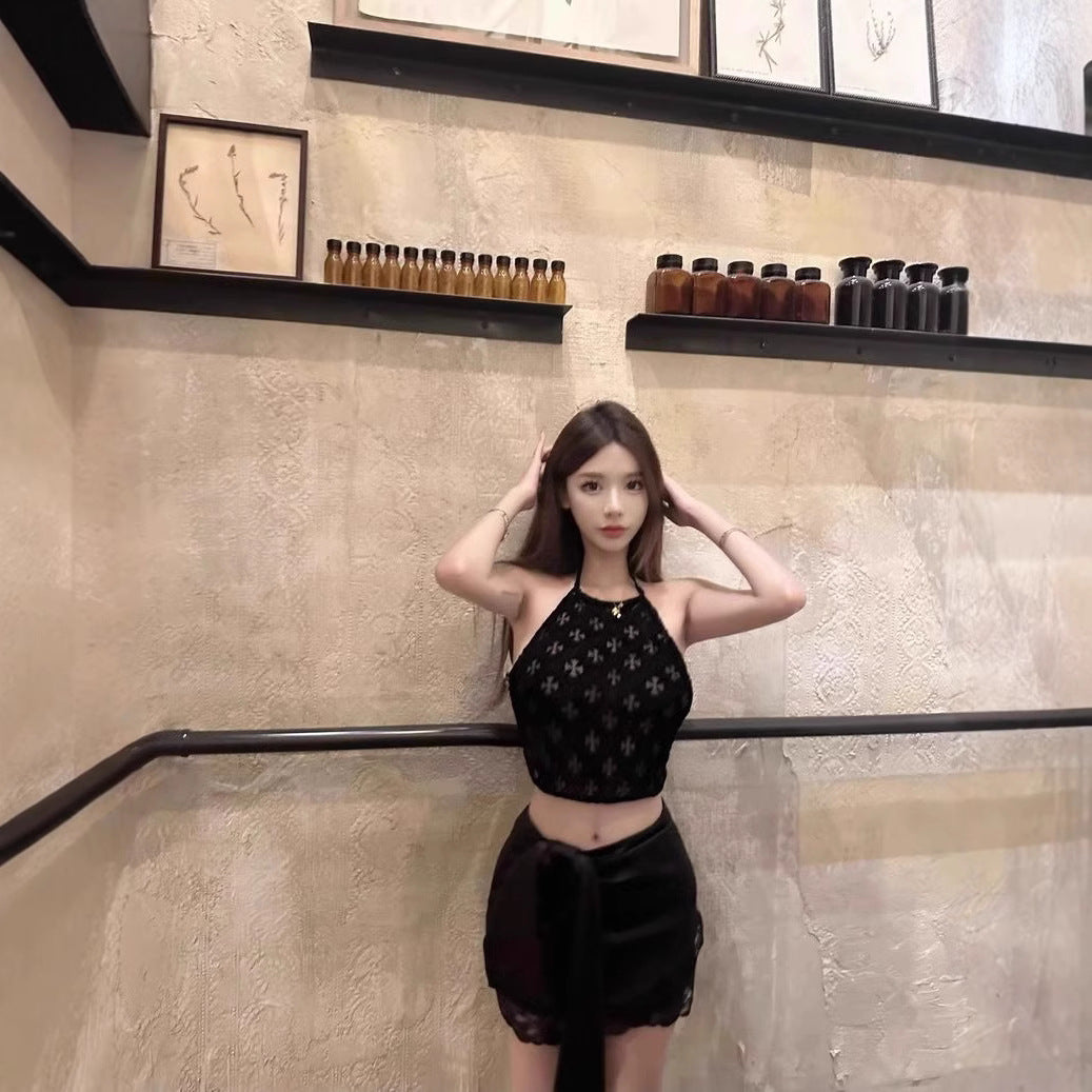 Chrome Hearts Retro Cross Hollow-Out Halter Neck Tank Top