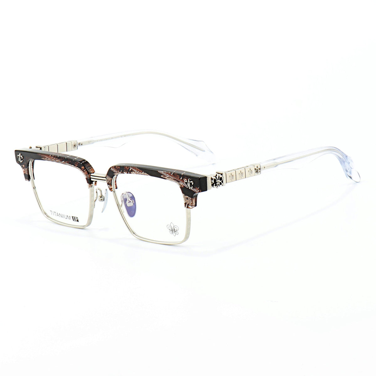Chrome Hearts half-rimmed accordion temple glasses