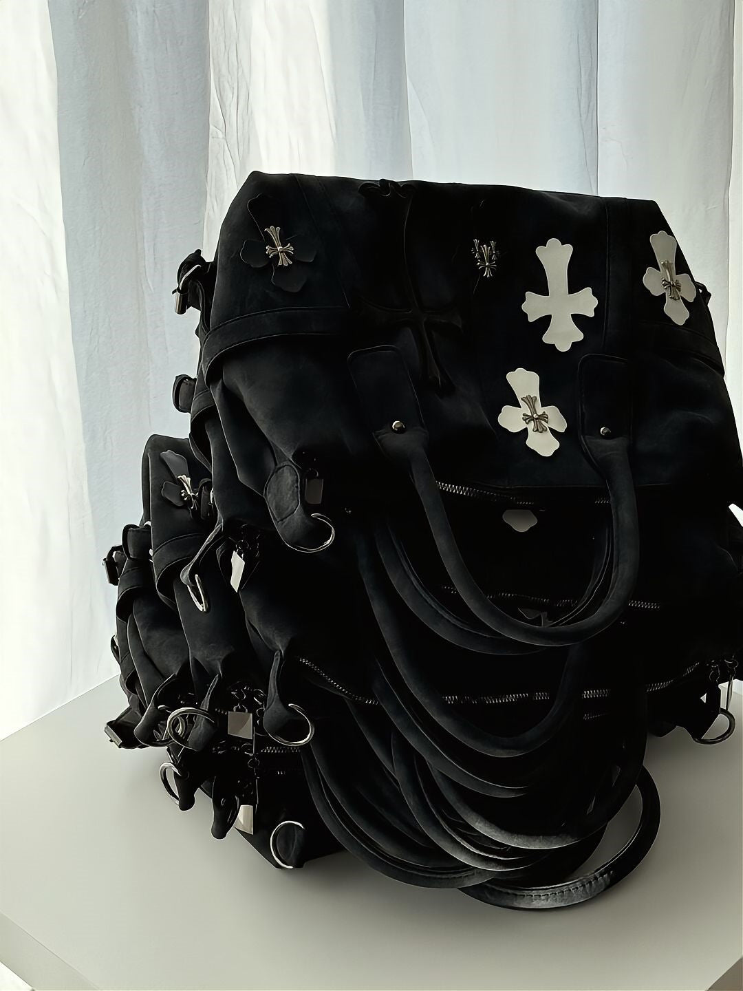 Chrome Hearts Black and White Patchwork Travel Bag