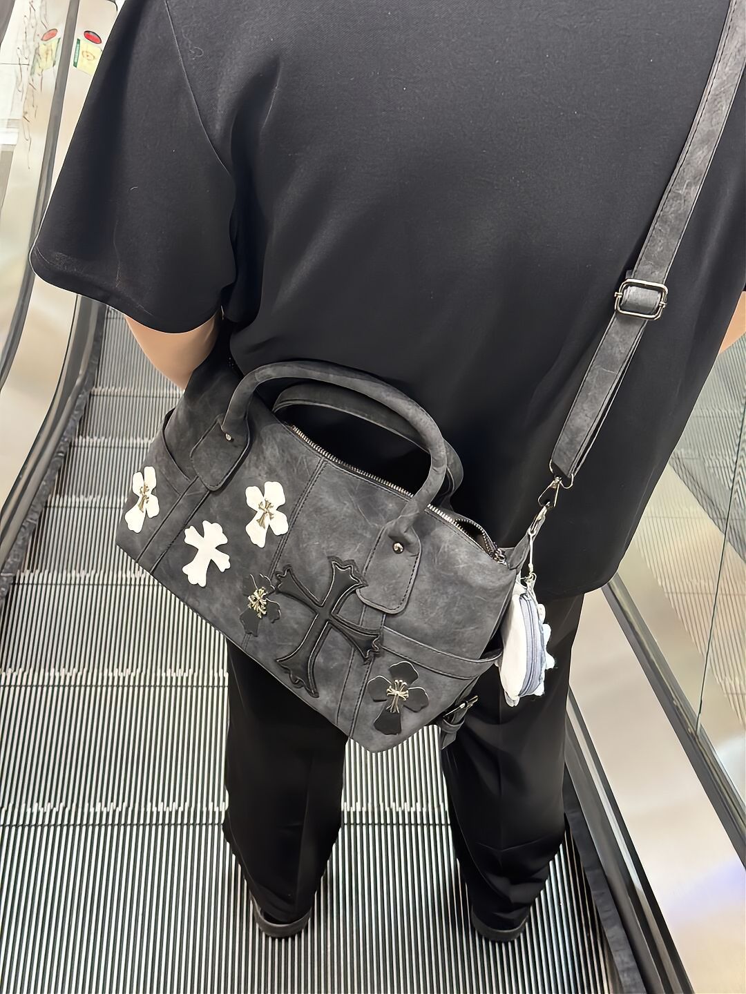 Chrome Hearts Black and White Patchwork Travel Bag