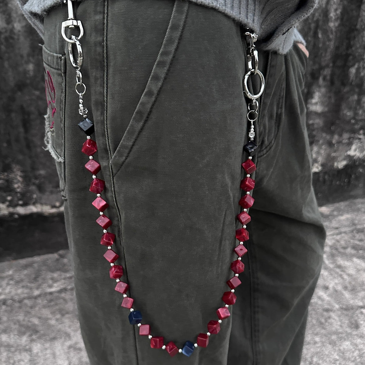 Chrome Hearts acrylic red beads pants chain