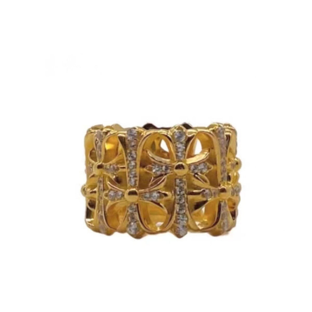 Chrome Hearts brick inlaid gold burial ring