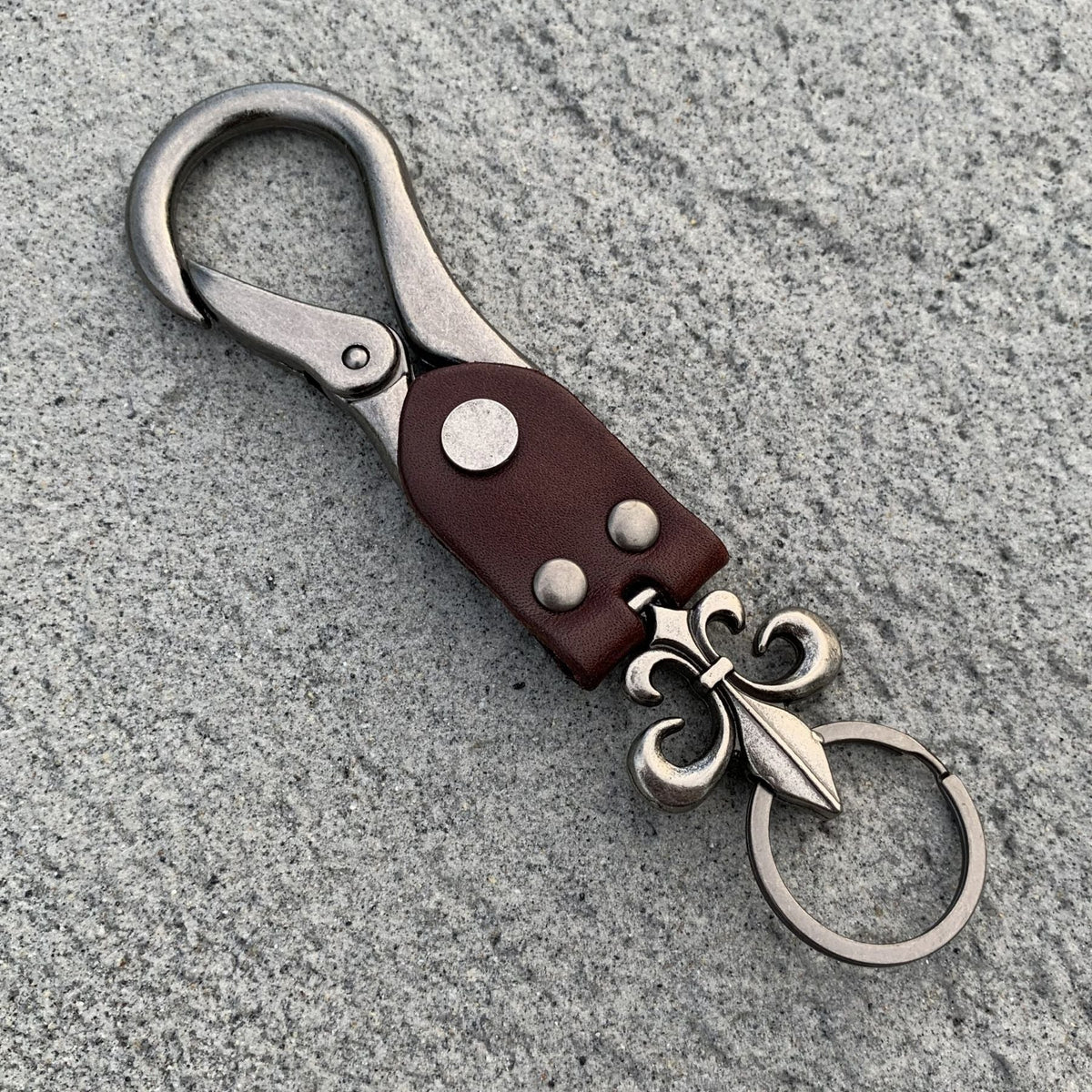chrome hearts cross flower cowhide keychain