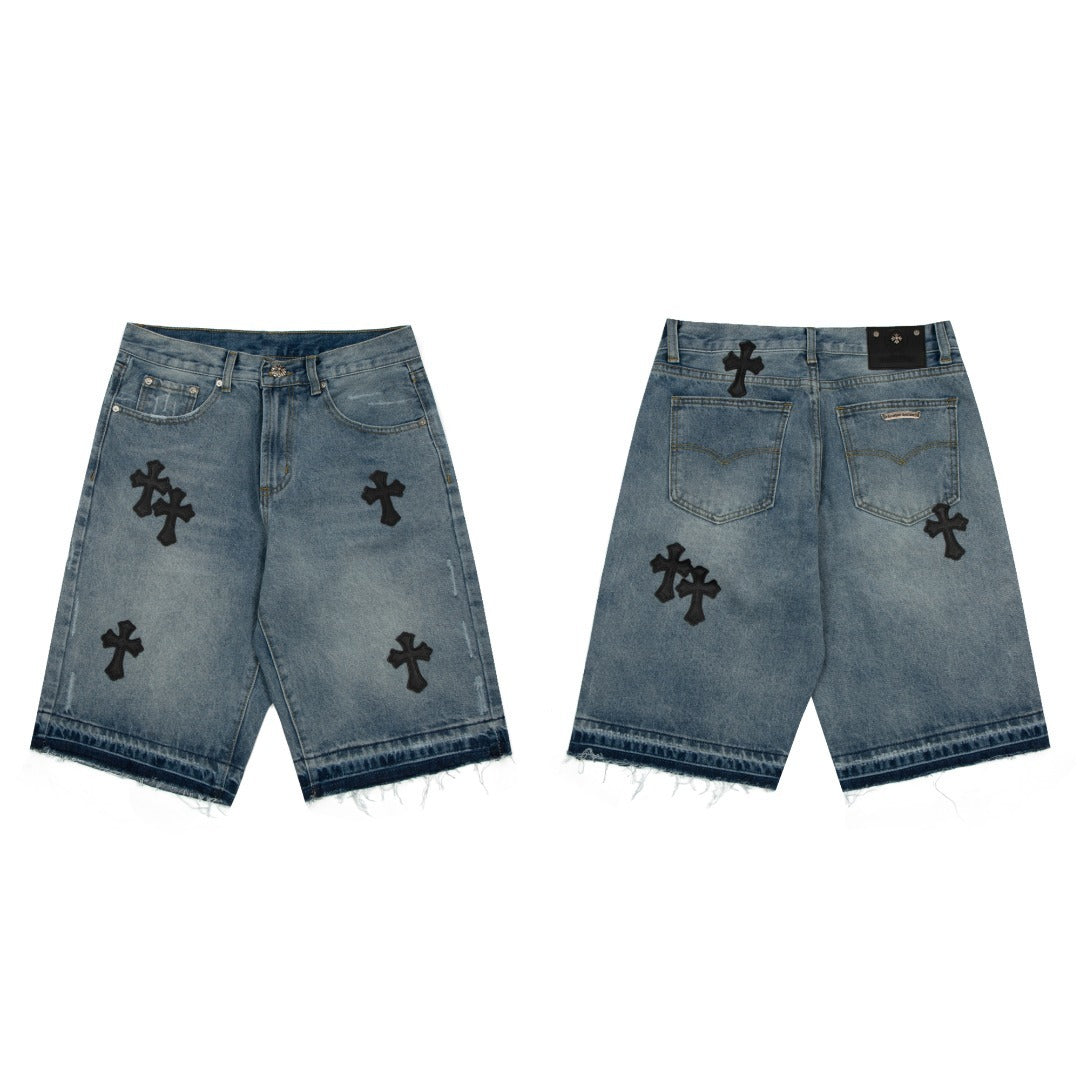 Chrome Hearts casual versatile distressed jeans