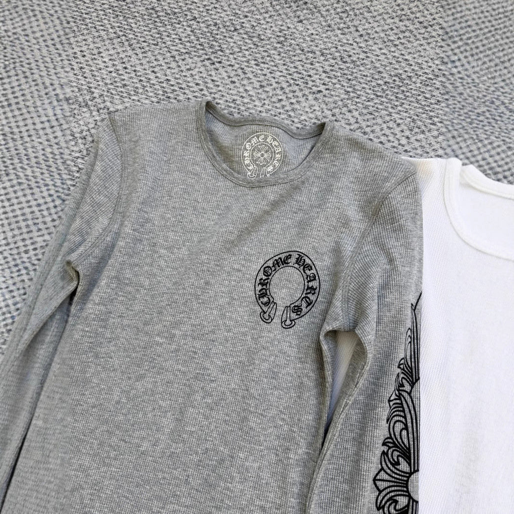 Chrome Hearts waffle horseshoe print long-sleeved T-shirt