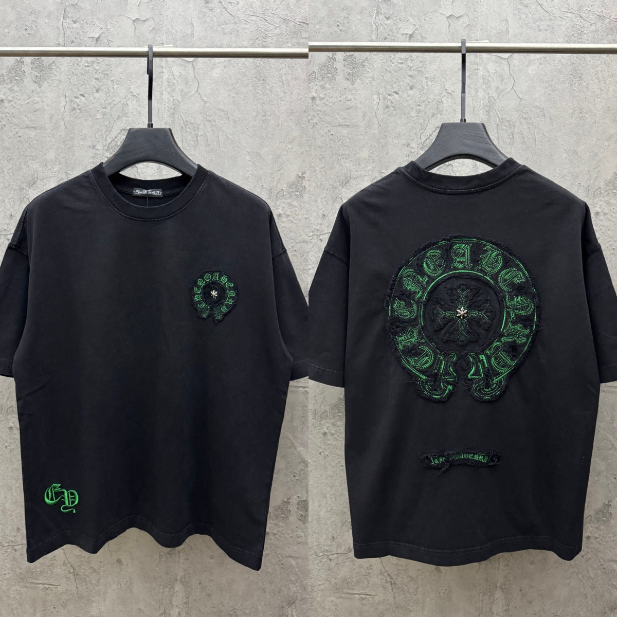 Chrome Hearts American style appliqué embroidered couple T-shirt