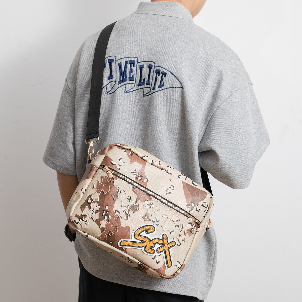 Chrome Hearts Camouflage Sports PU Leather Crossbody Bag