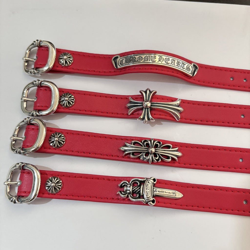 Chrome Hearts Cross, Anchor and Hexagram Leather Bracelet
