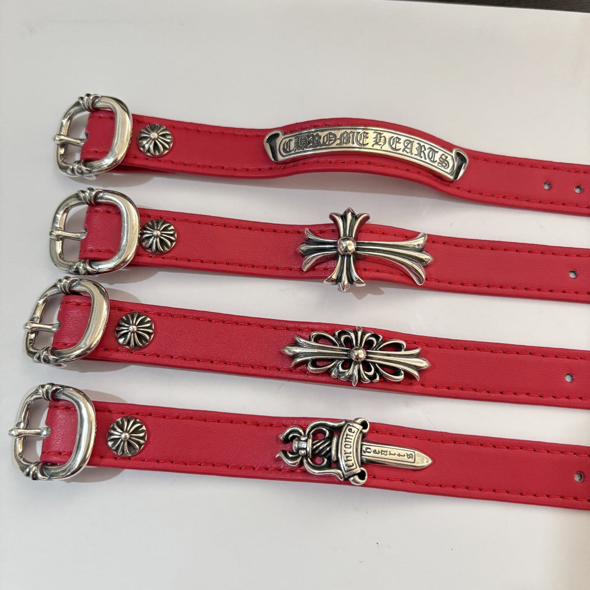 Chrome Hearts Cross, Anchor and Hexagram Leather Bracelet