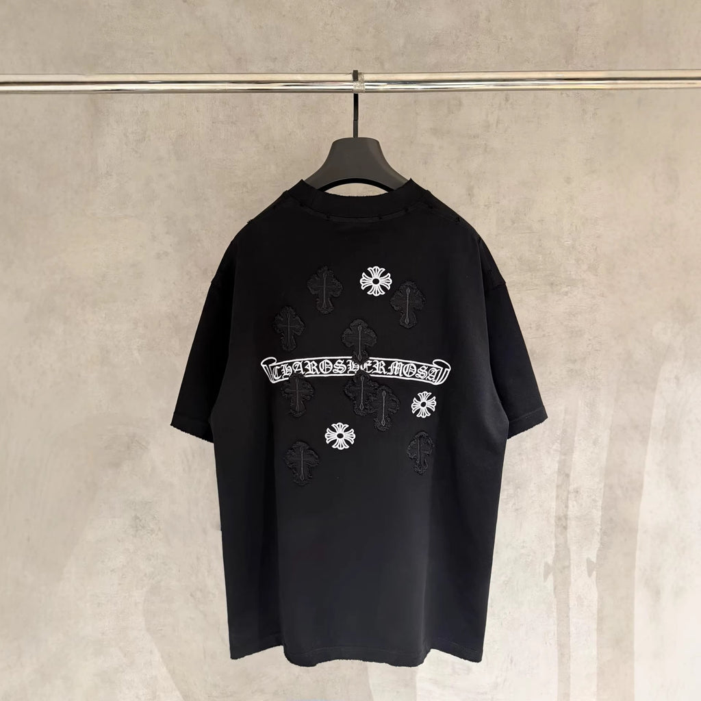 Chrome Hearts Embroidered Distressed Short-Sleeve T-Shirt