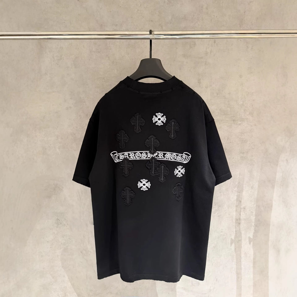 Chrome Hearts Embroidered Distressed Short-Sleeve T-Shirt