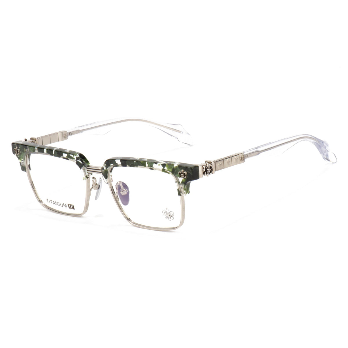Chrome Hearts half-rimmed accordion temple glasses