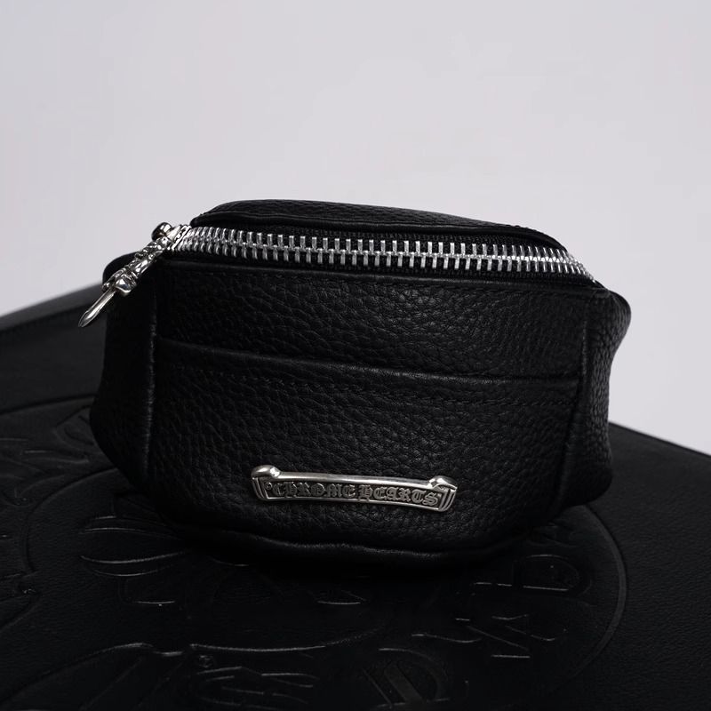 Chrome Hearts Black Coin & Headphone Pouch Wristlet