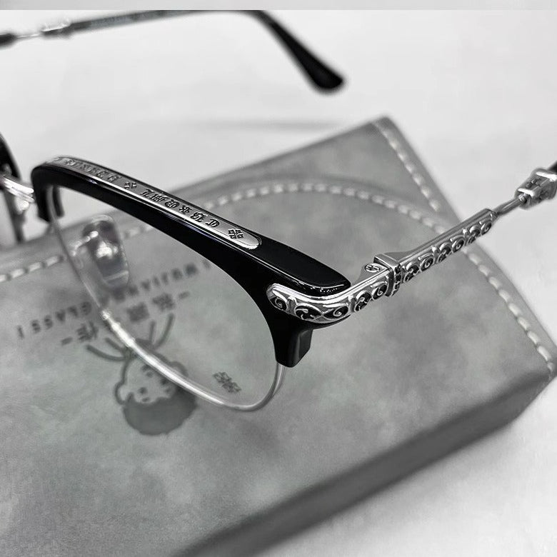 Chrome Hearts Large Frame Titanium Frame Semi-Rim Eyeglasses